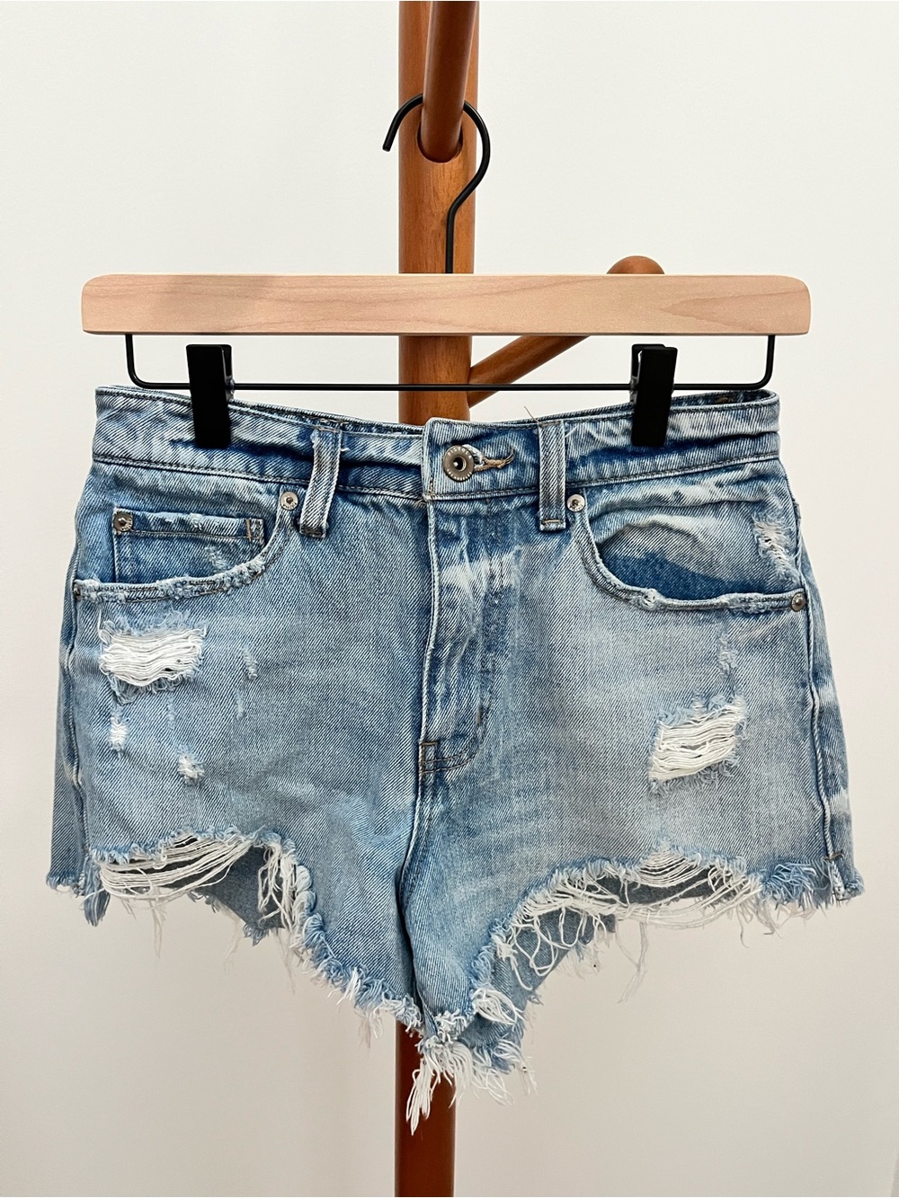 pistola Light Blue Distressed Denim Cutoff Shorts